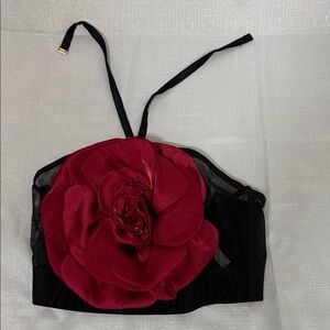 Victoria's Secret Black Bustier with Red FlowerDetail